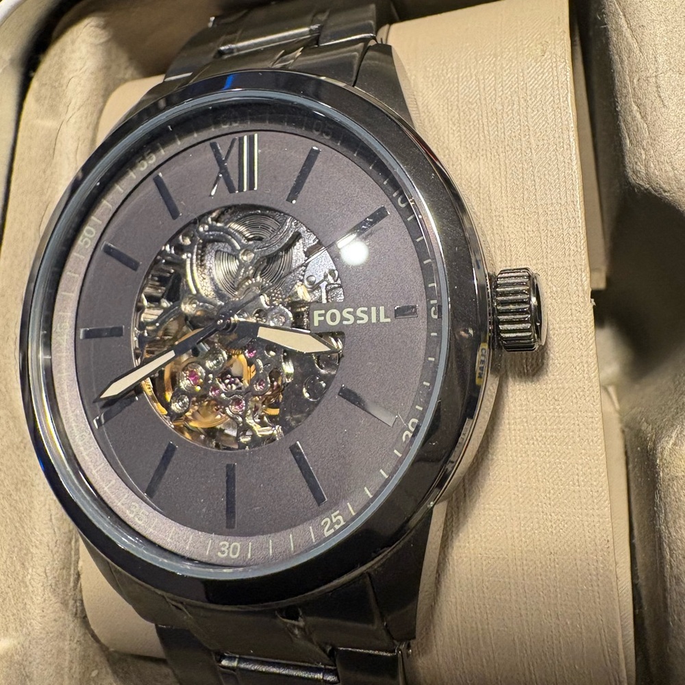 Fossil Gray Skeleton Dial Watch - image 1